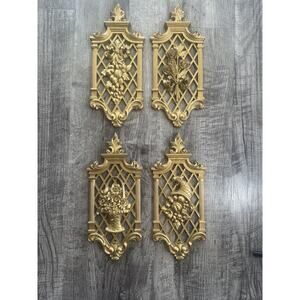 Dart Set (4) Four Seasons Wall Hangings Plaque Syrocco Plastic Retro MCM